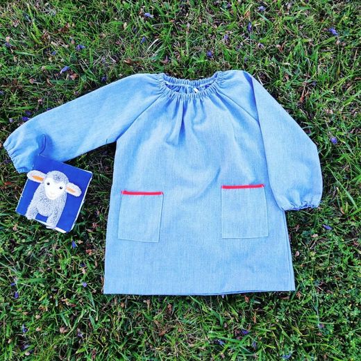 NOVEDAD!   Bata Lisa Guardería Infantil   con goma        Tejido Vaquero