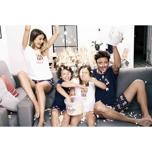 Pyjama assorti pour toute la famille. Achetez des pyjamas avec pop-corn chez cucutbcn.