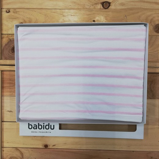 Arrullo mantita de bebe primera puesta  rayas rosa   4009   babidu