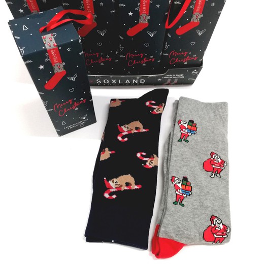 Coffret cadeau chaussettes de Noël 2 paires 2410205 soxland