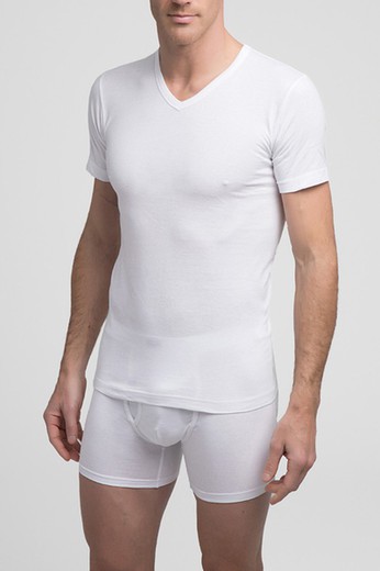 Camiseta m/c cuello pico 100% algodón A0508 Abanderado