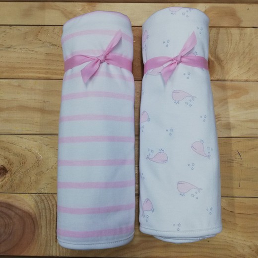 Outlet   pack de 2 arrullos para bebé  rosa  algodón finito 40094088    babidu