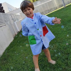 School robe with gingham buttons 5555