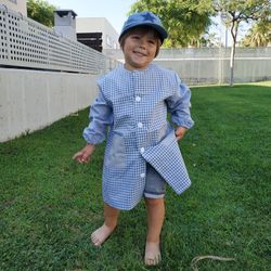 School robe with gingham buttons 5555