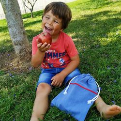 Nursery snack bag plain denim fabric 23x30 cm