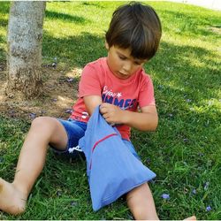 Nursery snack bag plain denim fabric 23x30 cm