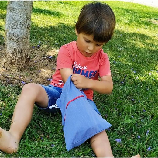 Nursery snack bag plain denim fabric 23x30 cm