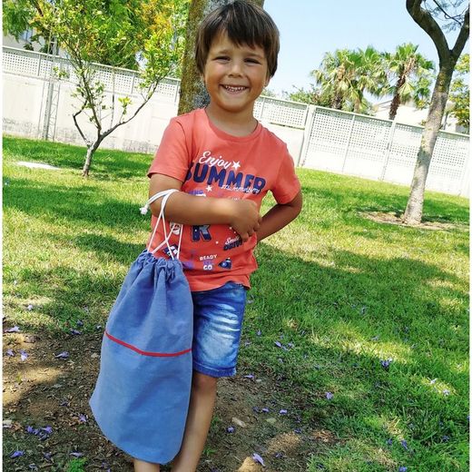 Plain denim nursery clothes bag 33x43cm