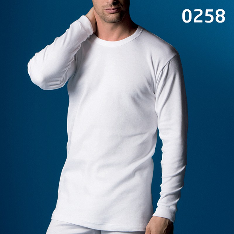 Camiseta interior hombre de manga larga de algodón, blanco ABANDERADO,  talla M
