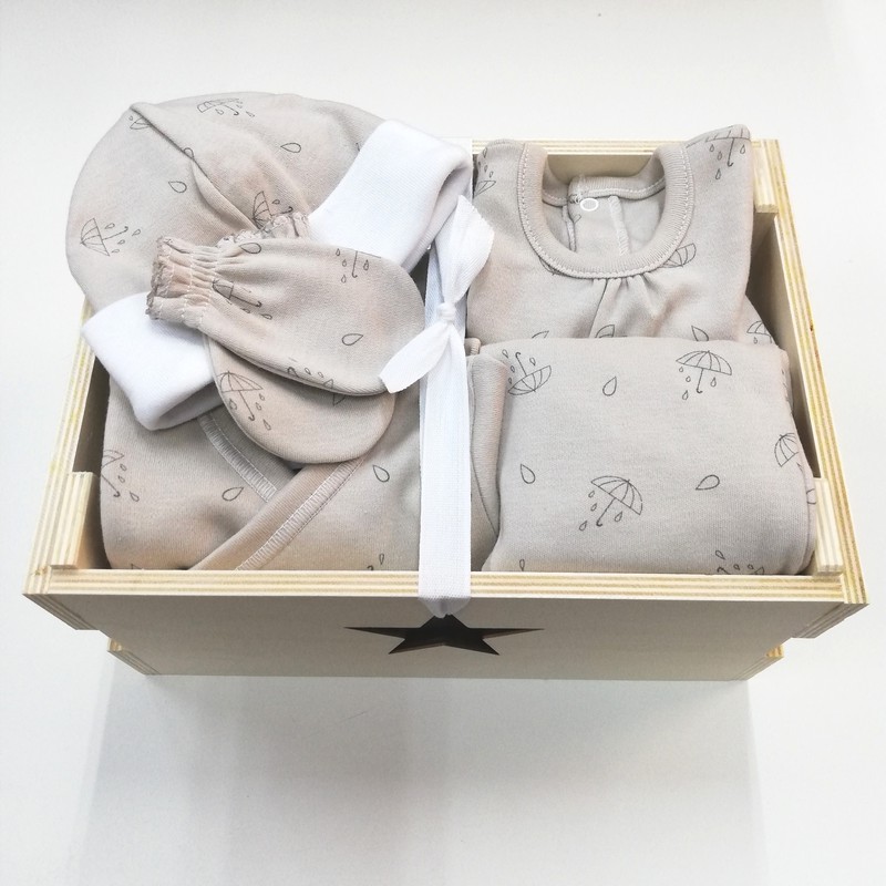 Caja de regalo para bebé: caja de recuerdo para recién nacido para niño y  niña, ropa de bebé, bata anudada y manta para envolver, juego de regalos de