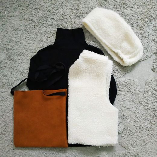 Disfraz de pastor infantil con gorro de borreguillo 4 piezas