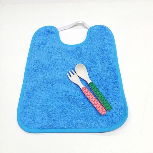 Pack 4 baberos de toalla con goma y impermeable 25x30 cm 77777