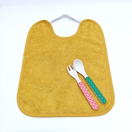 Pack 4 baberos de toalla con goma y impermeable 25x30 cm 77777
