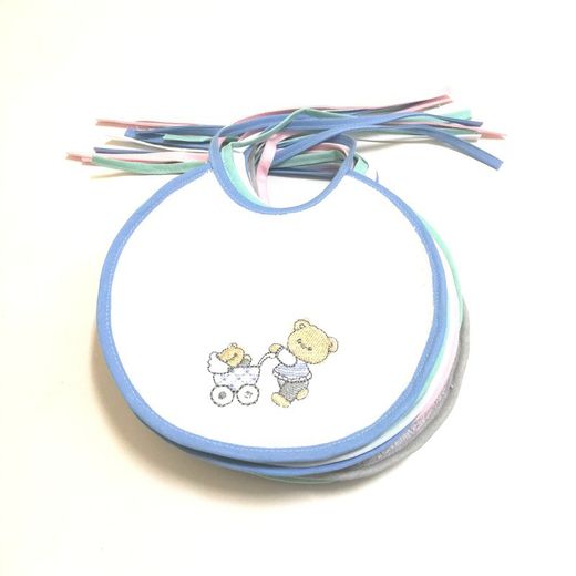 Pack ahorro 12 unidades baberos de rizo con bordado (0-6 meses) ref.529