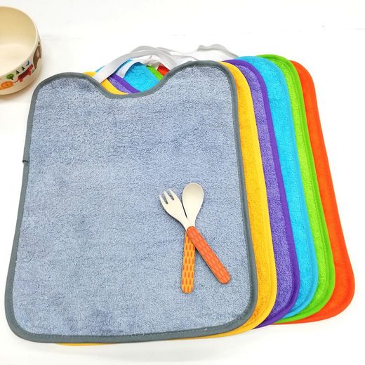 Pack 6 baberos de rizo con goma y impermeable 30x40 cm 104190
