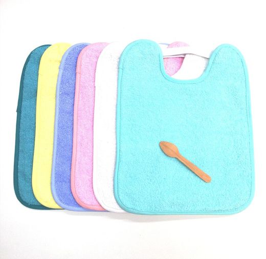 Pack 6 baberos de rizo con goma y impermeable 25x30 cm 333