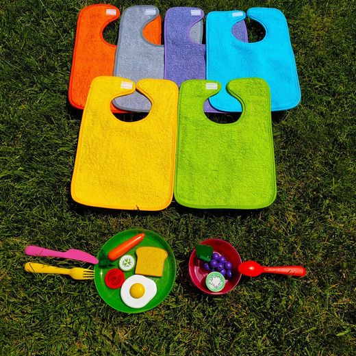 Pack 6 baberos de rizo con velcro y impermeable 38x26 cm 98997